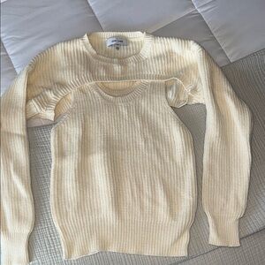 Women's Cream Crew Neck Sweater Set